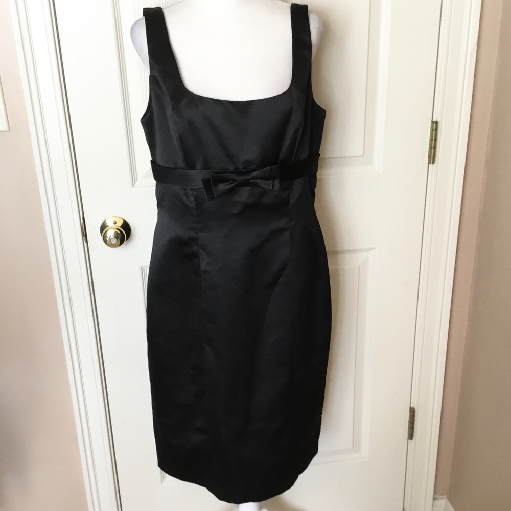 Adrianna Papell Occasions Black Satin Sleeveless Cocktail Dress - 12